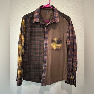 Uniqlo Flannel Plaid Multicolor Button Down Shirt Sz M EUC